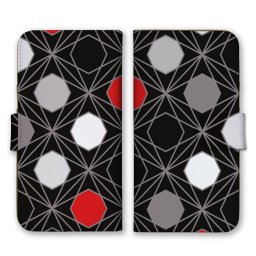 ＼全機種対応／ スマホケース 手帳型 スマホカバー 手帳タイプ スマートフォン ケース カバー 図形 幾何学模様 直線 グレー レッド ブラック かわいい おしゃれ カードホルダー付き カード収納 合皮 合成レザー