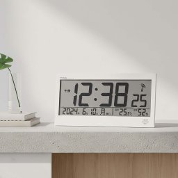 【名入れ】デジタル電波置掛兼用時計 ビジョン 高齢やオフィスでも文字盤が大きく見やすい、温度・湿度計など多機能時計