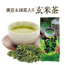国産の玄米に良質の宇治抹茶が絶妙にマッチ♪ 香りも楽しめて量もタップリ1本200g^^ 黒豆＆抹茶入り玄米茶 静岡県産 まっちゃ ネコポス 送料無料