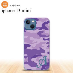 iPhone13mini iPhone13 mini ケース ソフトケース ウッドランド 迷彩 紫 +アルファベット iPhone ミニ 5.4インチ  おしゃれ かわいい メンズ レディース キッズ デザインたくさん nk-i13m-tp1151i