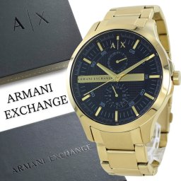 アルマーニエクスチェンジ 腕時計 メンズ 46mm ゴールド ブラック 24時間計 日付カレンダー クォーツ ブランドウォッチ 誕生日 プレゼント ギフト 男性 誕生日 成人 卒業 入学