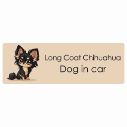 名入れ可 Long Coat Chihuahua ロングコートチワワ カーステッカー シール 犬 パステル くすみカラー スタイル アニメ風 15x5cm 長方形 防水 屋外 屋内 ドッグオンボード デカール