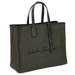 フェラガモ Ferragamo バッグ トートバッグ トート 240842 760250 ロゴ MUSCHIO ブラック+カーキグリーン系