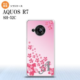 SH-52C AQUOS R7 スマホケース 背面ケースソフトケース 花柄 サクラ D ピンク +アルファベット 2022年 7月発売 nk-r7-tp184i