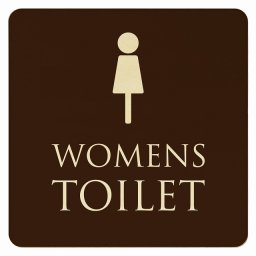 27x27cm トイレ 御手洗 TOILET トイレマーク ブラウン ナチュラル WOMENS ピクトサイン 木製ドアサイン ドアプレート インテリア 施設 案内