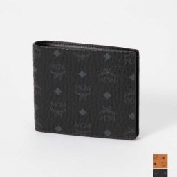 エムシーエム MCM MXS8SVI66 二つ折り財布 レディース 財布 ミニ財布 ヴィセトス オリジナル 小銭入れ レザー 本革 ロゴ プレゼント お祝い 記念 コンパクトウォレット 折りたたみ VISETOS ORIGINAL ブラック コニャック
