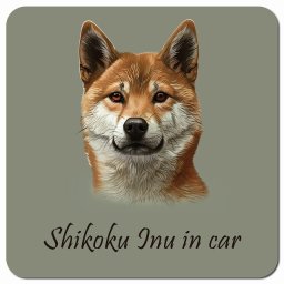 名入れ可 イラスト付 Dog in Car 四国犬 Aタイプ カーサイン 車 マグネットステッカー 犬 マグネット 強力 13x13cm 正方形ドラレコステッカー 安全対策 危険運転 煽り運転 アニマル 動物 犬種別 屋外 防水 屋内