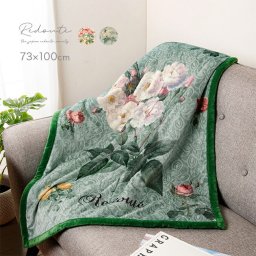Redoute ルドゥーテ フリーケット 73×100cm[ブランケット ひざ掛け 薔薇柄 バラ柄 バラ ローズ おしゃれ 可愛い エレガント 花柄 フラワー ふわふわ モコモコ 防寒 冷え対策 膝掛け 膝かけ]