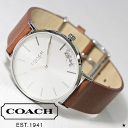COACH コーチ 腕時計 PERRY ペリー 14503120 レディース シルバー ブラウン レザー 新品 並行輸入品 無料ラッピング可
