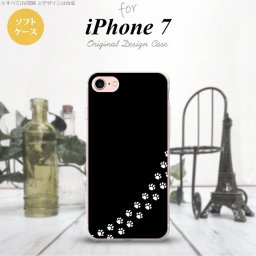 【iPhone7】【スマホケース/スマホカバー】【アイフォン７】iPhone7 スマホケース カバー アイフォン７ ソフトケース 猫(足跡) 黒×白 nk-iphone7-tp422【メール便送料無料】