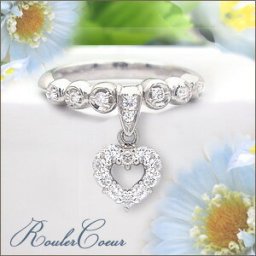 【完全無色透明Fカラー】pt900 pt950【0.35ct】ダイヤモンド エタニティリング ハートリング 指輪 『RoulerCoeur』『Swing a Heart』 [SIクラス F～Dカラー 無色透明 GOOD～VERYGOOD] ハートアンドキューピット ハートモチーフ スウィングリング 誕生日 記念日 10周年【送料無料】      LPR-1420A
