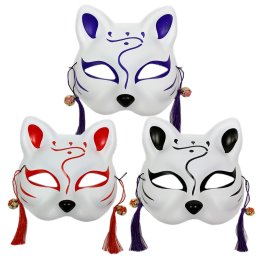 狐のお面 狐面 狐の半面 コスプレ・イベントで大人気 （猫のお面）3色（黒・赤・紫）から選べます 和風なお面 