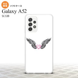 SC-53B Galaxy A52 スマホケース ソフトケース 黒翼 ハート 白 ピンク メンズ レディース nk-sc53b-tp469