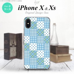 【iPhoneX】【スマホケース/スマホカバー】【アイフォンX】iPhoneX スマホケース カバー アイフォンX パッチワーク風 水色 nk-ipx-1064【メール便送料無料】