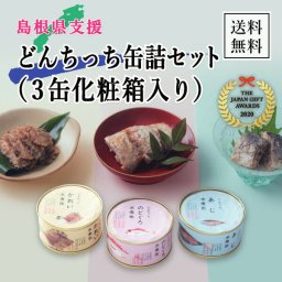 島根県支援！どんちっち缶詰セット（3缶化粧箱入り）(巣ごもり  おうち時間 食品ギフト自分買い おうちグルメ島根県 島根土産 缶詰 あじ あじ水煮 非常食 保存食 長期保存 送料無料 秋ギフト 敬老の日 ギフト 産直グルメ）