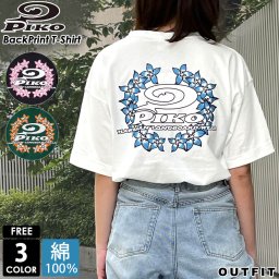 PIKO ピコ 半袖 Tシャツ レディース バックプリント サーフブランド ロゴT ロゴTシャツ 綿100% コットン トップス ティーシャツ outfit 敬老の日 プレゼント ギフト