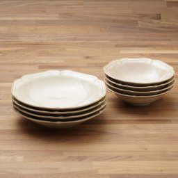 カレー皿 サラダ鉢 各4枚 8枚 食器セット アイボリー ブラック ティーク 箱入 ギフト プレゼント 日本製 美濃焼