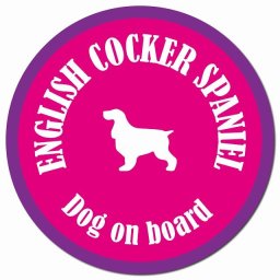 カラフル Dog on board イングリッシュコッカースパニエル ピンク&パープル カーサイン 車 マグネットステッカー 犬 マグネット 強力 直径13cm 丸型 おしゃれ かわいい ドラレコステッカー 安全対策 危険運転 煽り運転 アニマル 動物 犬種別 屋外 防水 屋内