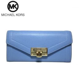 マイケルコース アウトレット Michael Kors 財布 35S9GYKE3L レザー KINSLEY 二つ折り 長財布 FRENCH BLUE(ライトブルー系)【レディース】