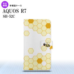 SH-52C AQUOS R7 手帳型スマホケース カバー ハニー クリア 薄黄  nk-004s-r7-dr1689