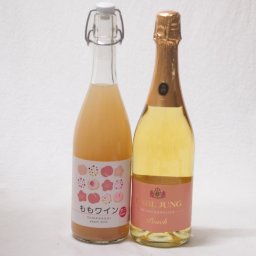 果物ワイン2本セット(アデカ ももワイン甘口 5度(千葉県) カールユング ピーチ ノンアルコールスパークリング(ドイツ)) 720ml×1本 750ml×1本