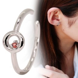 イヤーカフ シルバー 片耳用 レディース 華奢 ガーネット 誕生石 イヤカフ シンプル ノンホールピアス