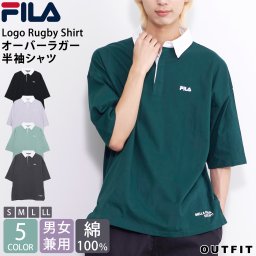 FILA フィラ Tシャツ ラガーシャツ メンズ レディース 半袖 ブランド 綿100% ロゴ 刺繍 ブランド 韓国 ゆったり おしゃれ シンプル カジュアル 男女兼用 ユニセックス トップス 春 夏  黒 ブラック ライム チャコール パープル グリーン outfit ギフト  花以外 敬老の日 プレゼント ギフト