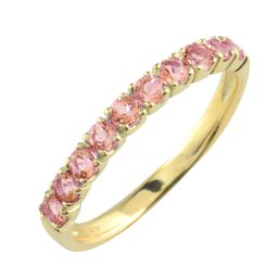 k18 リング エタニティリング ピンクトルマリン 指輪 イエローゴールドk18 ハーフエタニティ 18K 18金 重ねづけ 華奢 レディース ゴールド 10月誕生石 天然石