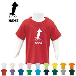 「イカ」名入れTシャツ/ベビー服 キッズ服 お名前 子供服 キッズウェア こども服 入園 入学 新学期 幼稚園 保育園 小学校 ベビーウェア 入園祝い 入学祝い 【ネコポス発送可】【cf_bst】アイテム 刺身、寿司、烏賊