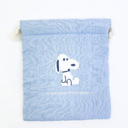スヌーピー ぬいぐるみ 巾着 ブルー ポーチ SNOOPY