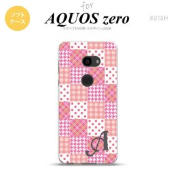 AQUOS zero アクオス ゼロ 801SH スマホケース カバー ソフトケース パッチワーク風 ピンク イニシャル 対応 nk-801sh-tp1061i[スマホ,スマホケース,スマホカバー,ケース,カバー,ジャケット]