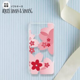 sense4 sense5 Aquos sense4/5 スマホケース ソフトケース 花柄 サクラ B 赤 メンズ レディース nk-sens4-tp056