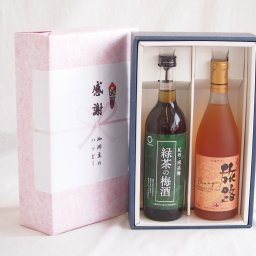 実りの秋の贈り物 感謝の贈り物ボックス 絶妙に融合した緑茶の梅酒と国産ワインセット(おたる醸造 旅路orange 白ワイン やや辛口(北海道)720ml和歌山県中野BC緑茶の梅酒12度 720ml