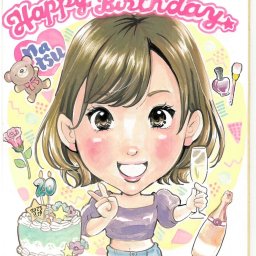 代引き不可【手書き似顔絵】 色紙サイズ 似顔絵ボード　荒川香織作