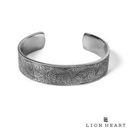 ライオンハート ハワイアン ワイド バングル サージカルステンレス316L シルバー 金属アレルギー対応 メンズ ブランド LION HEART