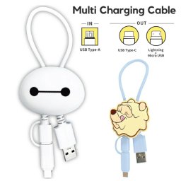 ディズニー ベイマックス プーさん 充電ケーブル Type-C Type-A Lightning microUSB キャラクター グッズ かわいい マスコット スマホ 充電 同期 コード 線 充電 ケーブル DNG-244