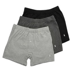 ラルフローレン Ralph Lauren 下着 パンツ ニットボクサー トランクス 3枚セット お買い得 パック NWSBP3 4KM メンズ グレー+ダークグレー+ブラック