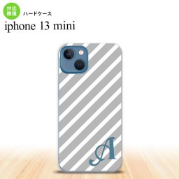 iPhone13mini iPhone13 mini ケース ハードケース ストライプ グレー 白 +アルファベット  nk-i13m-713i