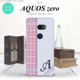 AQUOS zero アクオス ゼロ 801SH スマホケース カバー ハードケース チェック・ボーダー 紫 イニシャル 対応 nk-801sh-1601i[スマホ,スマホケース,スマホカバー,ケース,カバー,ジャケット]