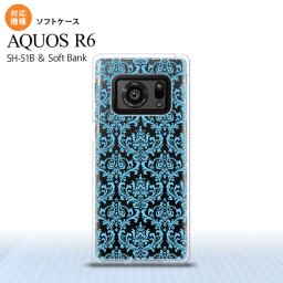 SH-51B AQUOS R6 AQUOS R6 スマホケース ソフトケース ダマスク B クリア 水色 メンズ レディース nk-r6-tp1027