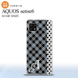 SH-54B SHG05 AQUOS sense6 スマホケース ソフトケース タータン ドット 黒 +アルファベット メンズ レディース nk-sens6-tp1535i