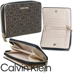 Calvin Klein カルバンクライン 二つ折り財布 K60K608910 0HD レディース CK モノグラム ブラウン 海外正規品 無料ラッピング可