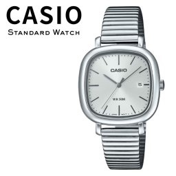 箱なし カシオ 腕時計 レディース CASIO シルバー スクエア 四角 メタル 海外モデル 逆輸入 薄型 50m防水 カレンダー 日付 シンプル レトロ 仕事 通勤 就職祝い 誕生日 母の日 プレゼント ギフト 成人 卒業 入学