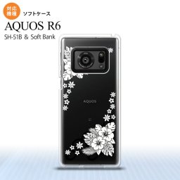 SH-51B AQUOS R6 AQUOS R6 スマホケース ソフトケース ハイビスカス E クリア 白 メンズ レディース nk-r6-tp1055