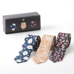 QUIT RUNNING クイトランニング メンズ ピュアシルクネクタイ3本セット フローラル Floral