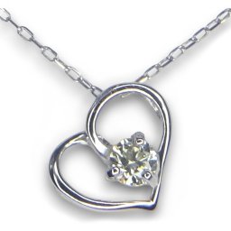 プラチナダイヤモンドネックレス　オープンハート0.08ct VSクラスのハイグレード 鑑別書付「ギフト好適品」