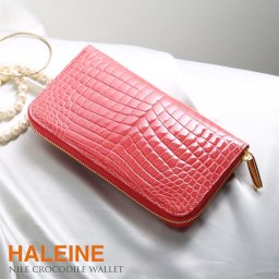 HALEINE クロコダイル 日本製 レディース 長財布 ラウンドファスナー シャイニング マット 加工 一枚革 センター取り ブランド アレンヌ JRA 母 女性 実用的 ギフト プレゼント 安心 保証書 付き (06000608r) クリスマス 春財布 敬老 アクスタポーチ 推し活ケース 定年退職 バレンタイン 成人祝い