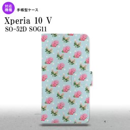 Xperia10V Xperia10V 手帳型スマホケース カバー 花柄 バラ ドット 水色 2023年 7月発売 nk-004s-xp105-dr241