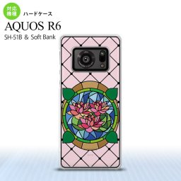 SH-51B AQUOS R6 AQUOS R6 背面ケース カバー ステンドグラス風 おしゃれ 蓮 ピンク ステンドグラス風 かわいい おしゃれ 背面ケース nk-r6-sg41