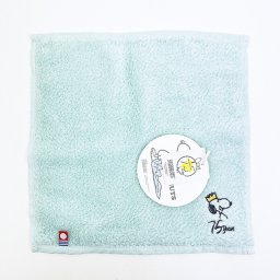 スヌーピー PEANUTS 75th かるわた ミニタオル グリーン ハンカチ 今治 日本製 西川 SNOOPY